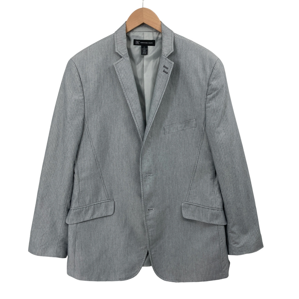 INC International Concepts Mens Light Grey Penstripe Blazer Jacket Size Large